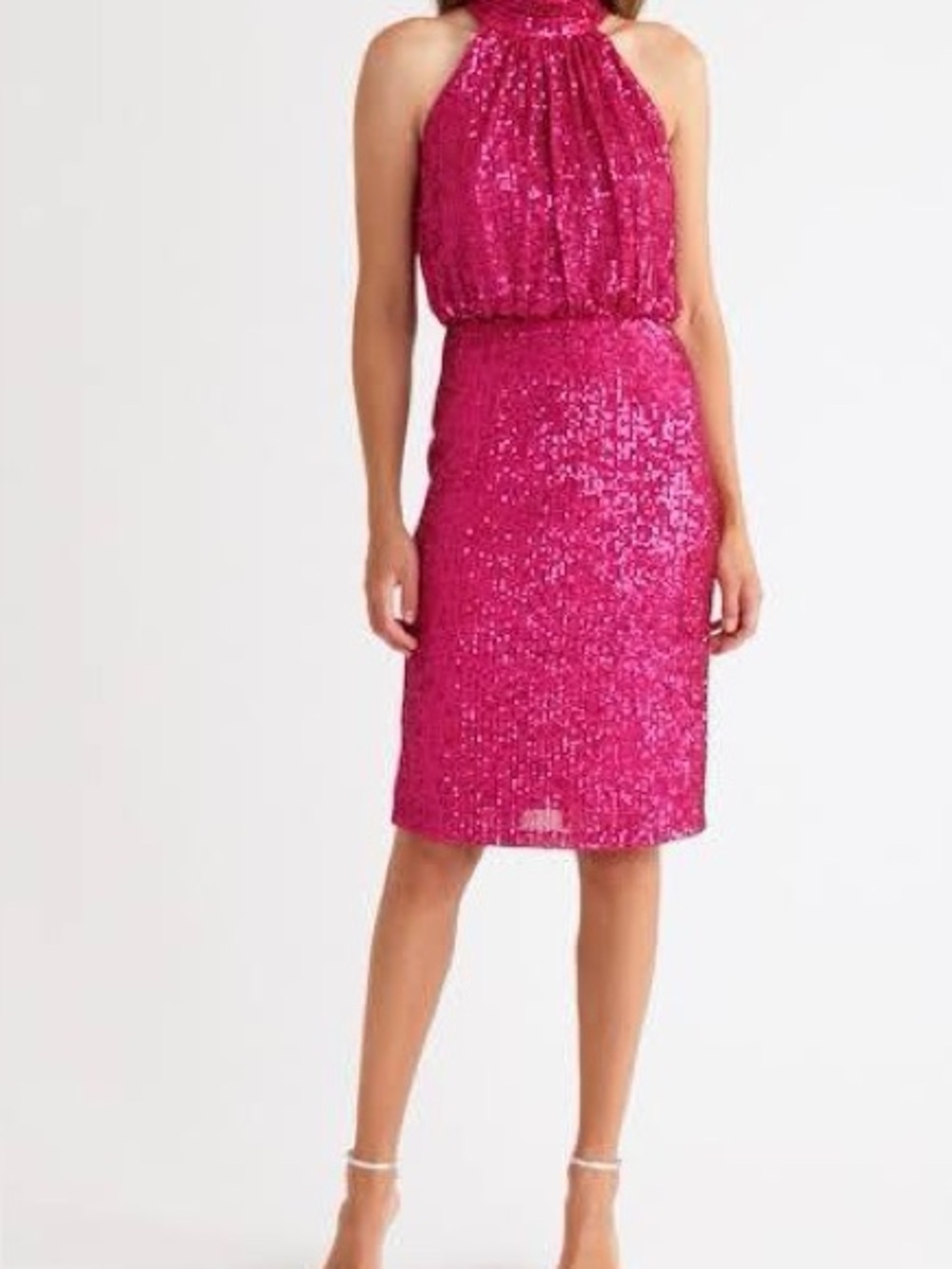 Eliza J Womens Sequin Cocktail Halter Dress Pink 10